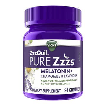 ZzzQuil Pure Zzzs Melatonin + Chamomile & Lavender Gummies, Wildberry Vanilla
