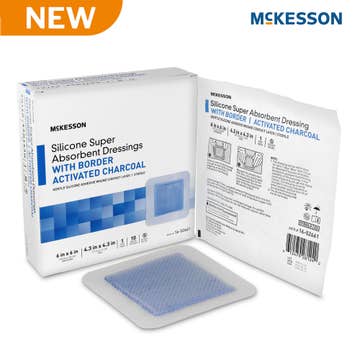 Super Absorbent Charcoal Dressing McKesson Square 6 X 6 Inch With Border Sterile