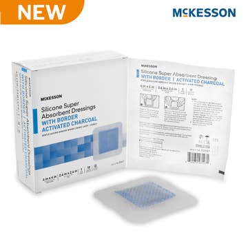 Super Absorbent Charcoal Dressing McKesson Square 4 X 4 Inch With Border Sterile
