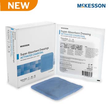 Super Absorbent Charcoal Dressing McKesson Square 5 X 5 Inch Without Border Sterile