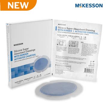 Super Absorbent Charcoal Dressing McKesson Oval 6-5/8 X 8-3/16 Inch With Border Sterile