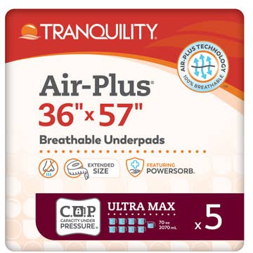 UNDERPAD, TRANQUILITY AIRPLUS BREATHABLE 36X57" (5/BG 6BG/CS